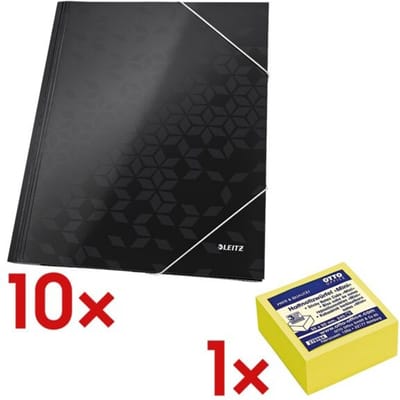 LEITZ® Hoekklemmap WOW, DIN A4, 3 beschermende kleppen, zwart, DIN A4, 3 beschermende kleppen, zwart