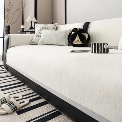 Antislip Ijszijde Bankhoes Zomer Universeel Strepen Bankkussenhoes Luxe Ademende Bankhoes Kussensloop Woonkamer 70x70cm 1pcs