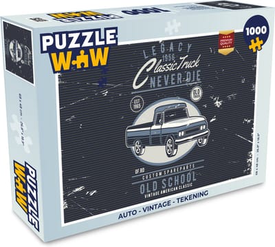 Puzzel Auto - Vintage - Tekening - Legpuzzel - Puzzel 1000 stukjes volwassenen