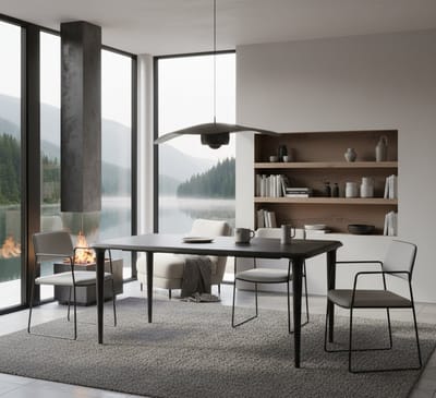 Rechthoekige Eettafel Mangohout Zwart – Luxe Houten Eetkamertafel 160×90 cm met Massieve 4-Poot – Modern & Industrieel Design – Novihome