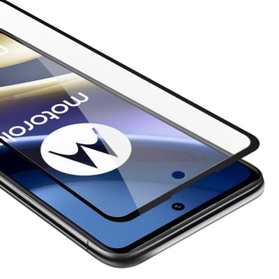 Cadorabo Screenprotector geschikt voor Motorola MOTO G51 5G Volledig scherm pantserfolie Beschermfolie in TRANSPARANT met ZWART - Gehard (Tempered) display beschermglas in 9H hardheid met 3D Touch