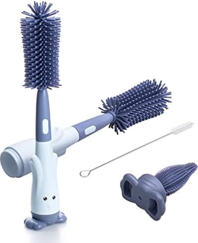 Siliconen flessenborstel voor baby's met 3-in-1 draagbare set