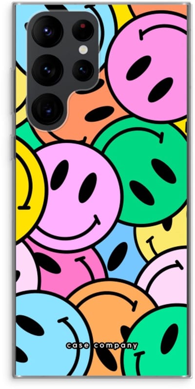 Case Company® - Hoesje geschikt voor Samsung Galaxy S22 Ultra hoesje - Smiley N°1 - Soft Cover Telefoonhoesje - Bescherming aan alle Kanten en Schermrand