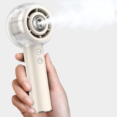 Ventilator - Mini Ventilator - Hand Ventilator - Draagbare Handventilator Met Vernevelingseffect - Oplaadbaar - Voor Op Reis, Buitenactiviteiten, Wandelen, Kamperen, Thuis En Op Kantoor - Wit