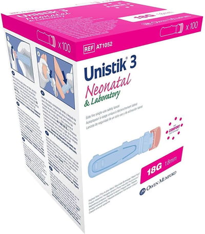 Unistik 3 veiligheidslancet Neonatal & laboratory 100 stuks (bloedglucose meten)