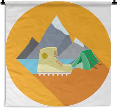 Wandkleed - Wanddoek - Een illustratie van hiken - 60x60 cm - Wandtapijt