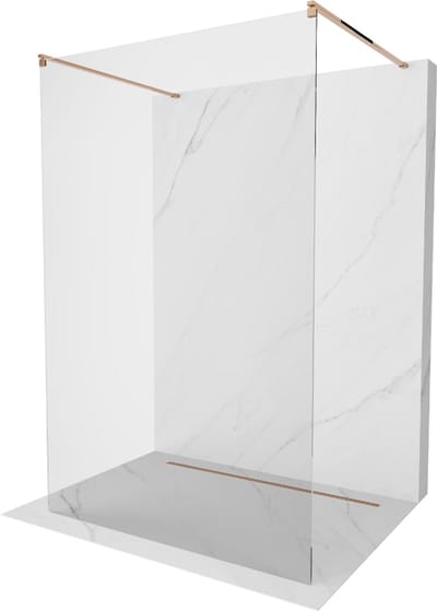 Mexen Kioto vrijstaande douchewand 105 x 200 , transparant 8 mm, roze goud - 800-105-002-60-00