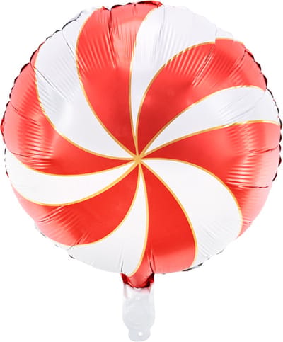 Partydeco - Folieballon Snoepje Rood Wit - 35 cm