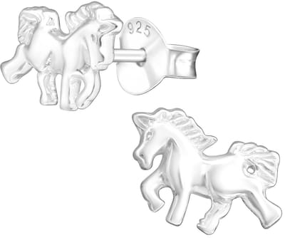 Joy|S - Zilveren paard oorbellen - 10 x 6 mm - massief - oorknoppen