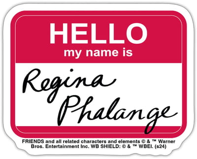 Friends Regina Phalange Naamkaartje Ontwerp Sticker maat S (10 x 10 cm)