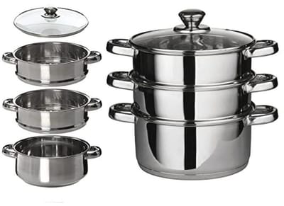 Stoomboot Set Met Glazen Deksel - 3 Tier Kookgerei 22CM