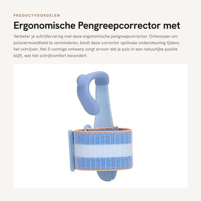 Dailygoods- Pengreepcorrector Ergonomisch Ontwerp - Polssteun - Schrijfhulpmiddelen - Positionering van de Penbediening - Verstelbare Lengte - Voorkomt Polsvermoeidheid - Schrijfhulpmiddel