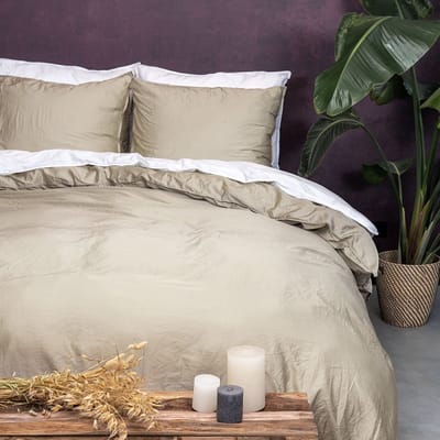 Dreamers Den gewassen Katoensatijn 300 TC Sand - 140x200/220cm (260cm lengte)
