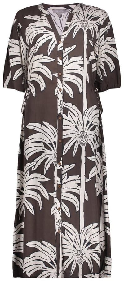 Geisha Jurk Maxi Jurk Met Palmprint 67113 20 Brown/off White Dames Maat - XS