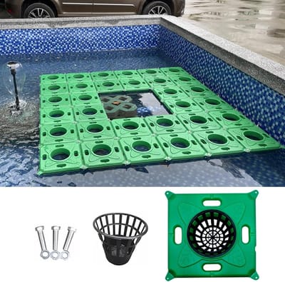 Drijvende mand - Vijvermand plantenbak - Vijver verfraaien - Milieuvriendelijk materiaal - 33x33x6 cm - Groen