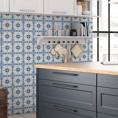 Zelfklevende tegelmuurstickers voor keuken en badkamer - 60 Delft Tilbourne tegelstickers - 60 stickers 15x15cm