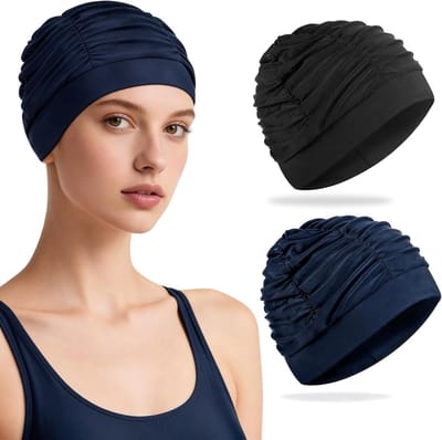 2 Zwemcaps voor Volwassenen met Lang Haar, Elastische en Comfortabele Zwemcaps voor Strand en Zwembad, Ideaal voor Sport en Recreatie