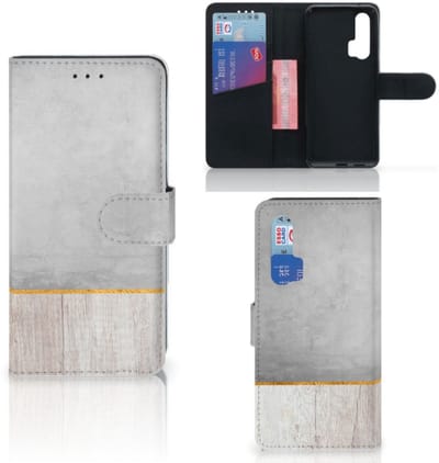 Boekhoesje voor Honor 20 Pro Book Style Case Wood Concrete