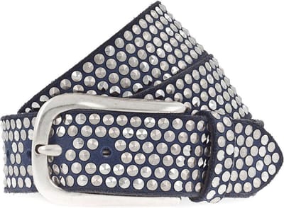 b.belt Leren riem Zoe Silver Stud Belt W105 Denim blauw