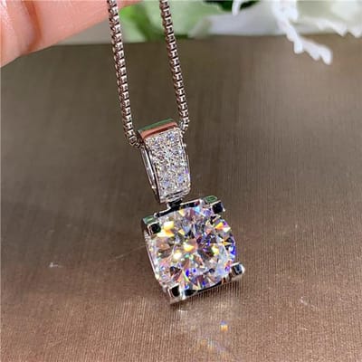 Klassieke Dames Ronde Kristallen Hanger Ketting Bedel Zilverkleurige Ketting Kettingen Voor Vrouwen Schattige Witte Zirkonia Bruiloft Ketting 45cm brown