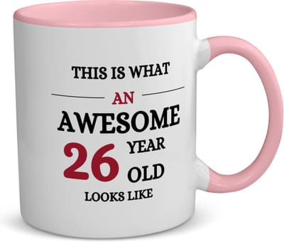 Akyol - this is what an awesome 26 year old looks like koffiemok - theemok - roze - Hoera 26 jaar - iemand die 26 jaar is geworden - de jarige - verjaardagscadeau - kado - geschenk - gift - leuke verjaardagscadeau - felicitatie - 350 ML inhoud