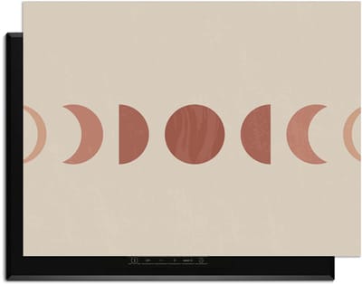 KitchenArt - Lunar Rhythm – Japandi Inductie Beschermer - 78x52 cm - Kookplaat Beschermer - Luxe Afdekplaat Inductieplaat - Anti-slip & Oprolbaar - Beschermmat Inductiekookplaat