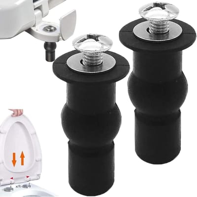 Toiletbril Bevestigingsbouten - Toiletzitting Schroeven - Toiletbril Repareren - Rubberen Expansiepluggen - 2 stuks - Zwart