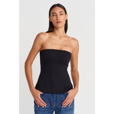 Bandeau Blouse zonder Bandjes met Slim Fit