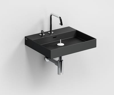 Clou New Wash Me wastafel 50cm, zonder plug, mat zwart keramiek