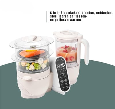 RONN® Stoomkoker baby - Stomer en Blender - 6-in-1 Multifunctionele Baby Cooker - Beige - 22cm x 28cm x 38cm; 3.83 kg