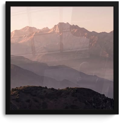Poster in lijst - Fotolijst 40x40 cm - Posters - Panorama - Landschap - Bergen - Posterlijst zwart - Decoratie - Wanddecoratie woonkamer - Muurdecoratie slaapkamer