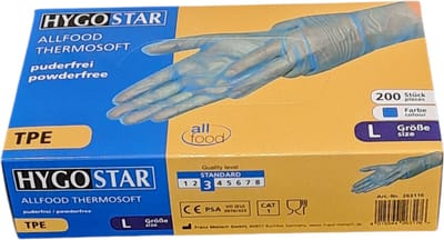 Hygostar TPE wegwerp handschoen blauw - maat L - 200 stuks - latexvrij