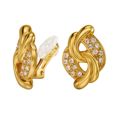 Traveller Clip Oorbellen - Oorclips Dames - Goud - 22kt Verguld - Kristallen - Preciosa Crystals - 20x13 mm - 157782