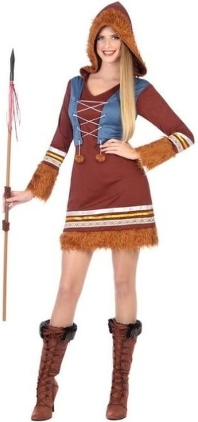 Eskimo verkleed jurkje/kostuum voor dames - carnavalskleding - voordelig geprijsd 34-36
