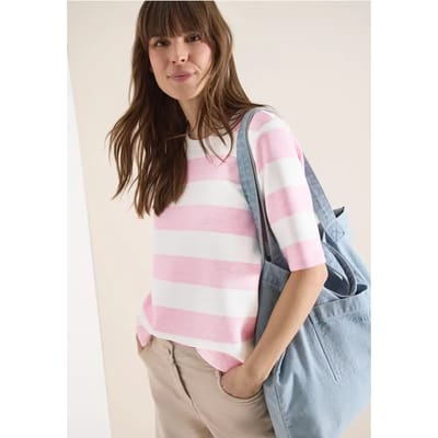 Sweater met korte mouwen en strepen