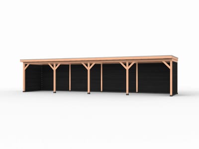 Douglas overkapping, 1200 x 250, met achterwand en twee zijwanden, Westwood Comfort Plus Zwart