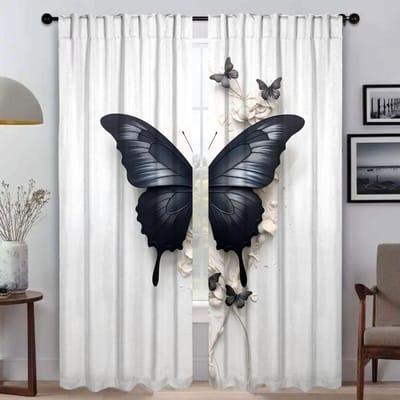 Vlinder Illustratie Elegante Kamergordijnen voor Woonkamer Tule voor Slaapkamer Verduisterend Gordijn Home Interieur Gordijnen 2 Stuks W50xH70cmx2pcs-CL