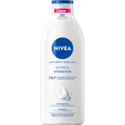 NIVEA Express Bodylotion - Voor Normale tot Droge Huid - Hyaluronzuur en Voeden Serum - 72H Hydraterende Lotion - 400 ml