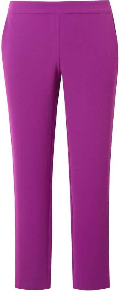 Ulla Popken - Dames - Acetaat broek smalle pijp comfortabele tailleband - Braambes - Maat 42