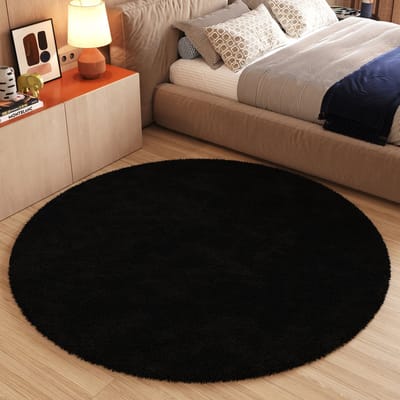 Tapiso Essence Vloerkleed Zwart Hoogpolig Shaggy Woonkamer Tapijt Maat- 160x160