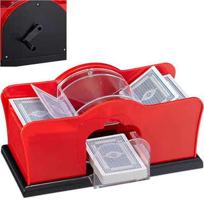 Kaartenschudmachine met handslinger - handmatige mixer voor speelkaarten-Schudmachine voor Speelkaarten tot 88x63 mm - kunststof - rood/zwart