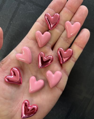TLVX 10 stuks Leuke Hartjes Magneten 3D / HVJ / Schattige Koelkastmagneten / Speel- & Leer / Foto Magneet / School / Whiteboard / Pink Hearts / Glans / Notitie / Memo / Schoolbord / Magnetisch / Love You Valantijn Magneetjes