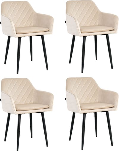 Lina® Noble Eetkamerstoelen met Armleuning – Set van 4 – Beige