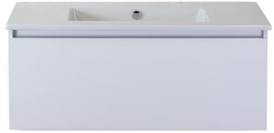 Frozen Badmeubelset 100 cm - Greeplijst in Kleur - Wit Hoogglans - Keramische Wastafel Wit Zonder Kraangat