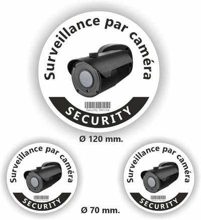 Toezicht Sticker Set - Bewaking Stickers - Eigendom Beveiligen - Franstalige Informatie - 3 Stuks Diverse Maten