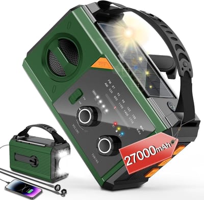 Noodradio met Bluetooth - Solar Crank Radio - Noodsituaties en Outdoor - 27000mAh Batterijcapaciteit