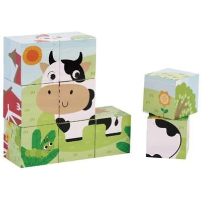 9-delige houten blokkenpuzzel boerderij Baby- en peuterspeelgoed Badspeelgoed Houten speelgoed