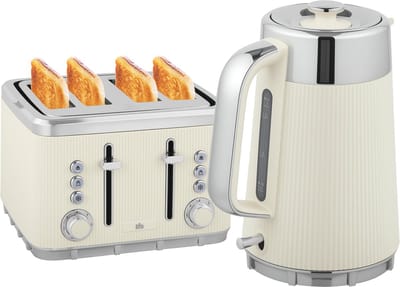 Homcom Waterkoker en toaster set-Roestvrij staal, kunststof-21,2L x 15,5B x 25,5H cm-Crèmewit