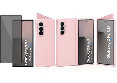 Technow hoesje + Privé Screenprotector geschikt voor Samsung Galaxy Z Fold 7 – Privacy Tempered Glass - Back Case - Cover - Roze