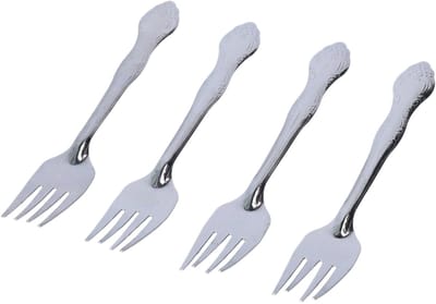 Dessertvork - 4x stuks - zilver - krullen - 18 cm - dessert - vaatwasser bestendig